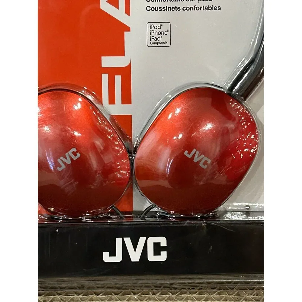 Brand New‎ JVC HA-S160R Flat & Foldable Lightweight On-Ear Stereo Headphones RED